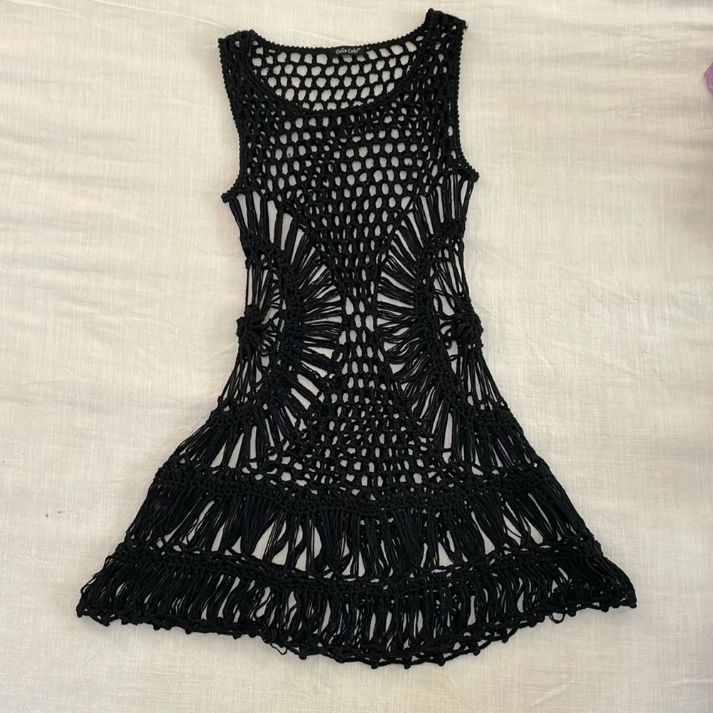 Black woven / crochet dress or coverup